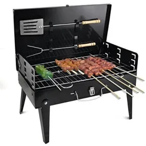 0125 Stainless Steel Briefcase Style Barbecue Grill Toaster (Medium, Black)