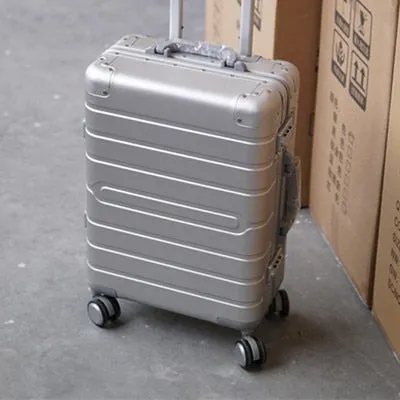 100% Aluminum Shell Suitcase, Rolling Luggage Bag, Metal Material Travel Trolley Box, High