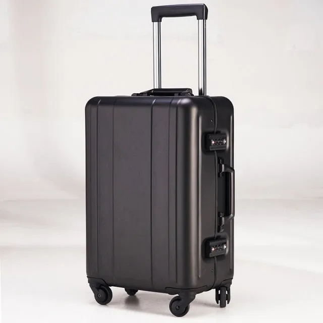 100% Full Aluminum Alloy Trolley 20 Inch Metal Luggage Mala De Viage Fashionable Checked Suitcase