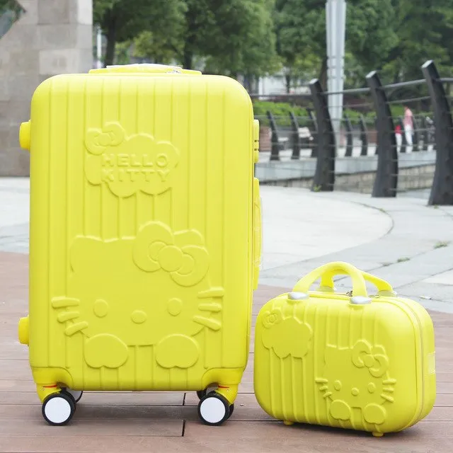 14 20Inchhello Kitty Suitcase,Trolley Travel Bag Set,Spinner Rolling Luggage