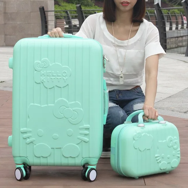 14 20Inchhello Kitty Suitcase,Trolley Travel Bag Set,Spinner Rolling Luggage