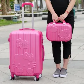 14 20Inchhello Kitty Suitcase,Trolley Travel Bag Set,Spinner Rolling Luggage