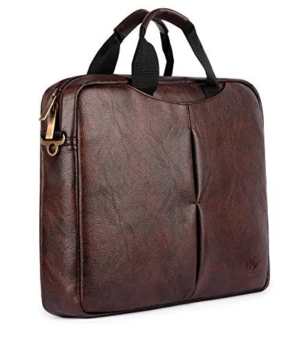 15.6" Laptop Briefcase | Leatherette Laptop Bag | Business Messenger Bag-Dark Brown