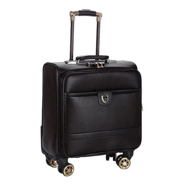 16 Inch Business Casual Men'S Board Chassis Trolley Suitcase Caster Oil Skin Lockbox Rolling