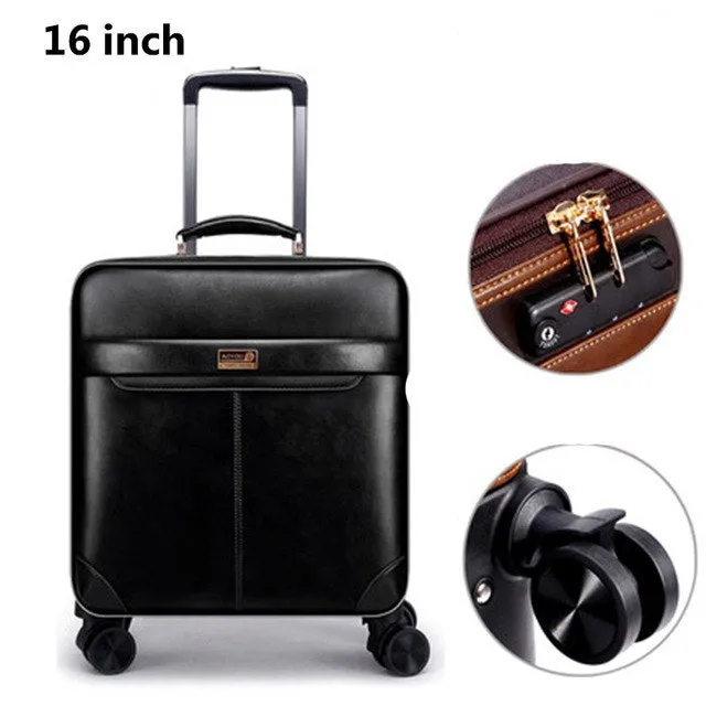 16"20"24"Luxury Luggage Suitcase Bag Waterproof Pu Leather Travel Box With Wheel Rolling Trolley