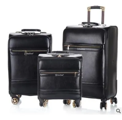 18 Inch 20 Inch Men Spinner Suitcase Luggage 24 Trolley Suitcase Pu Travel Rolling Baggage Bag On