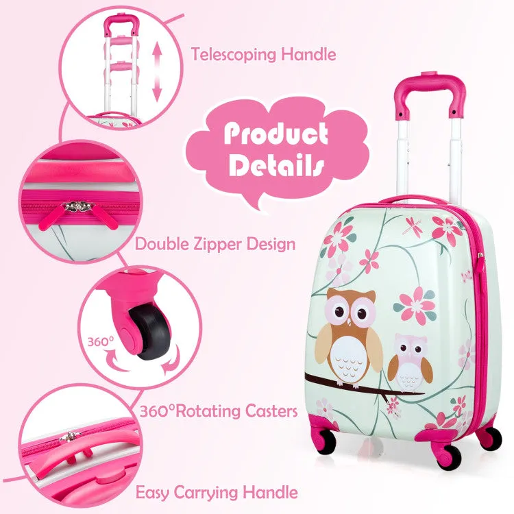 2 Pieces Kids Luggage Set with Backpack and Suitcase - Owl