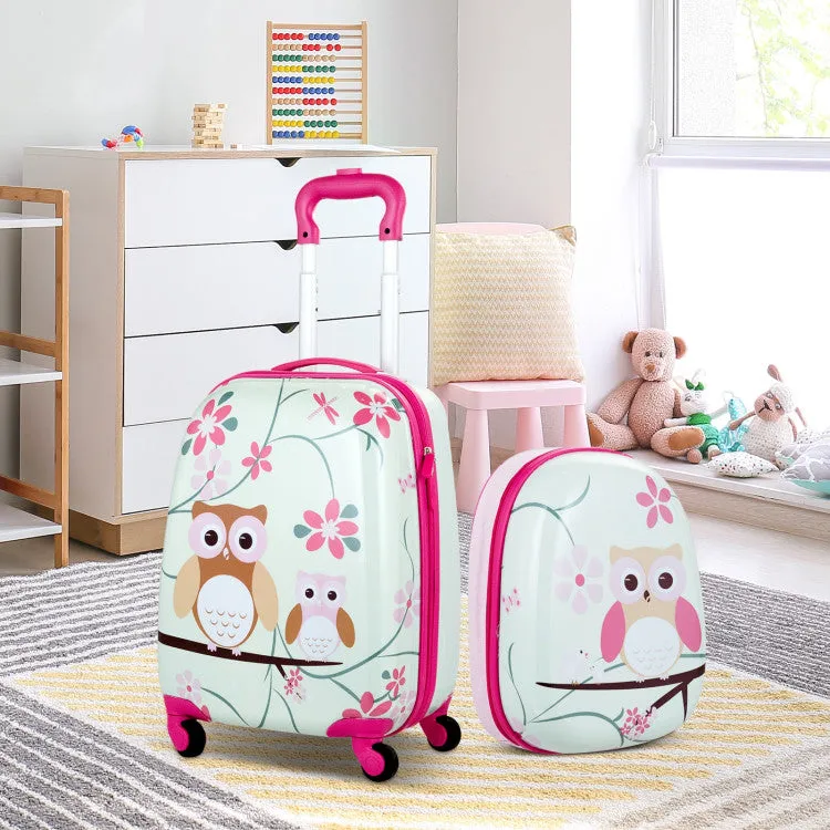 2 Pieces Kids Luggage Set with Backpack and Suitcase - Owl