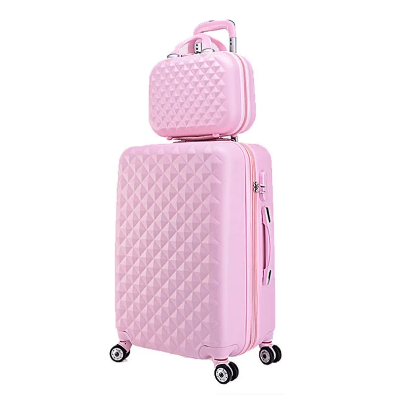 20" 12"Hot Sales Diamond Lines Trolley Suitcase Set/Travell Case Luggage/Pull Rod Trunk Rolling