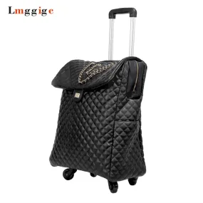 20" Inch Travel Luggage Bag,Women Portable Suitcase With Wheels,Cabin Carry-Ons,Pu Leather