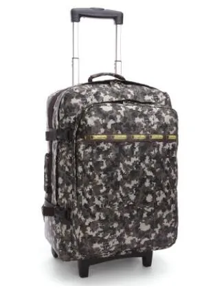 20" Leopard Travel Bag On Wheels Rolling Backpack Trolley Travel Cabin Luggage Suitcase Bag On