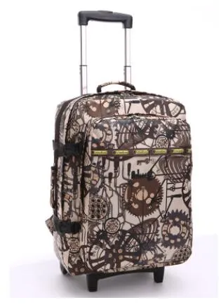 20" Leopard Travel Bag On Wheels Rolling Backpack Trolley Travel Cabin Luggage Suitcase Bag On