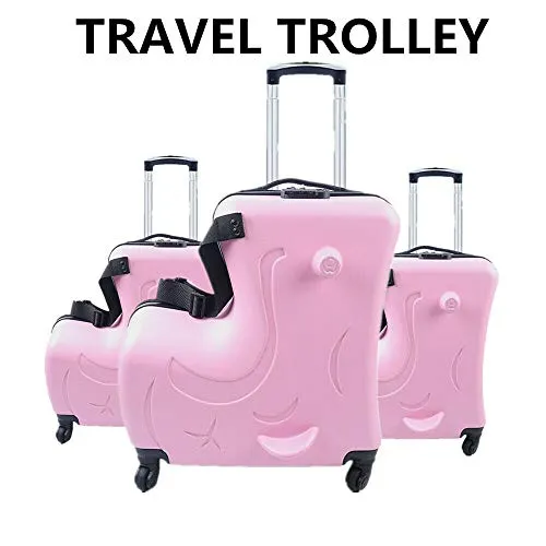 20" Suitcase for Kids Kid Luggage Kid Travel Fashionable Appearance Rideable Funny Suitcase Kid Gift Recommended Age 2-8 Years Old (Pink)