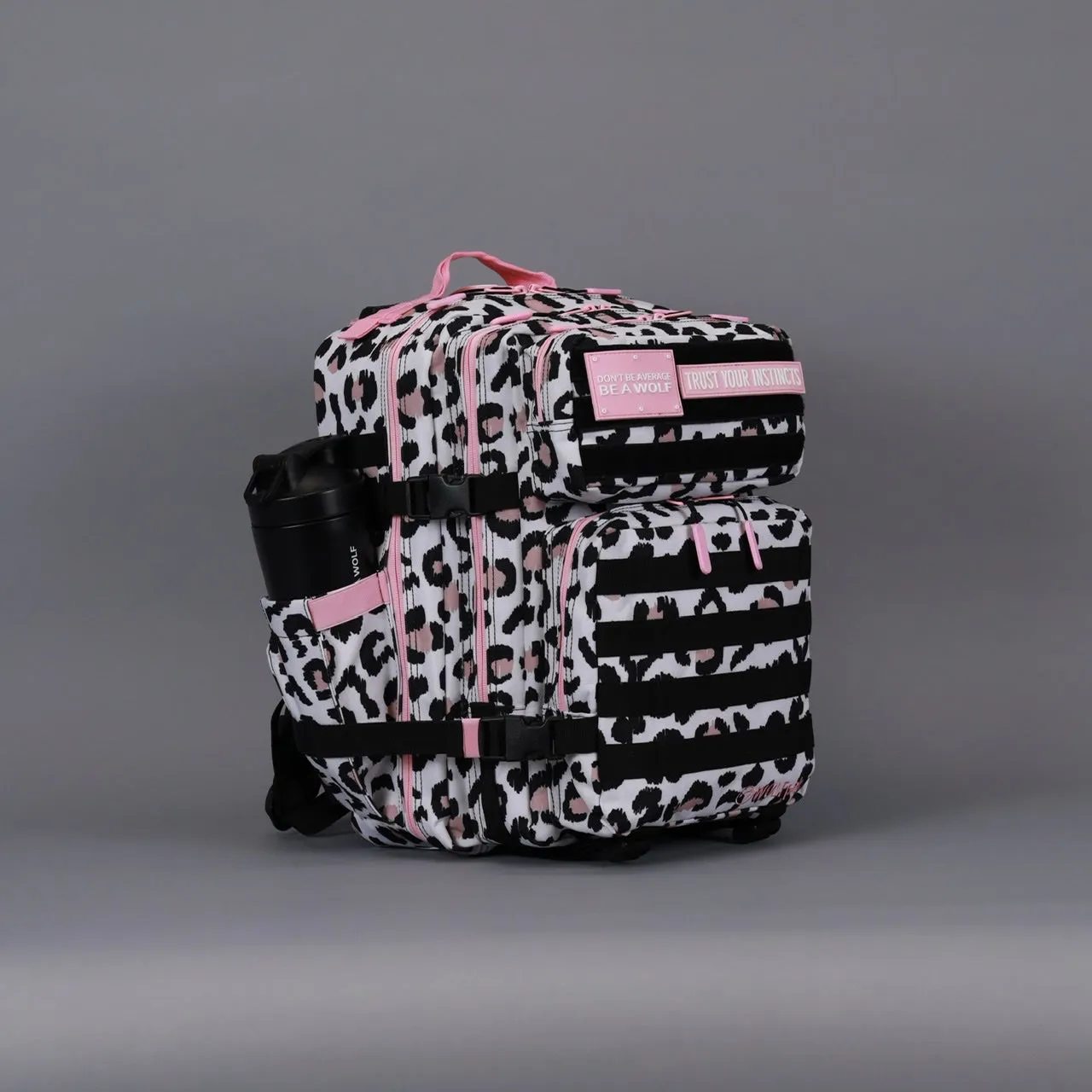 35L Backpack Leopard Pink Zip