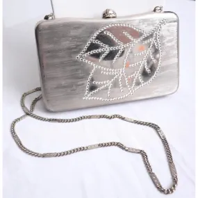 90's Brushed Silver and Rhinestone Handbag