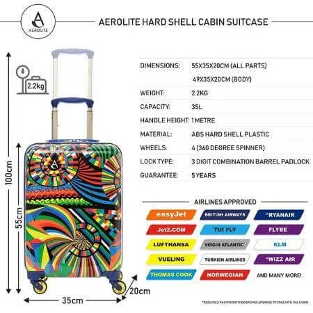 Aerolite (69x48x26cm) Medium Lightweight Polycarbonate Hard Shell Suitcase