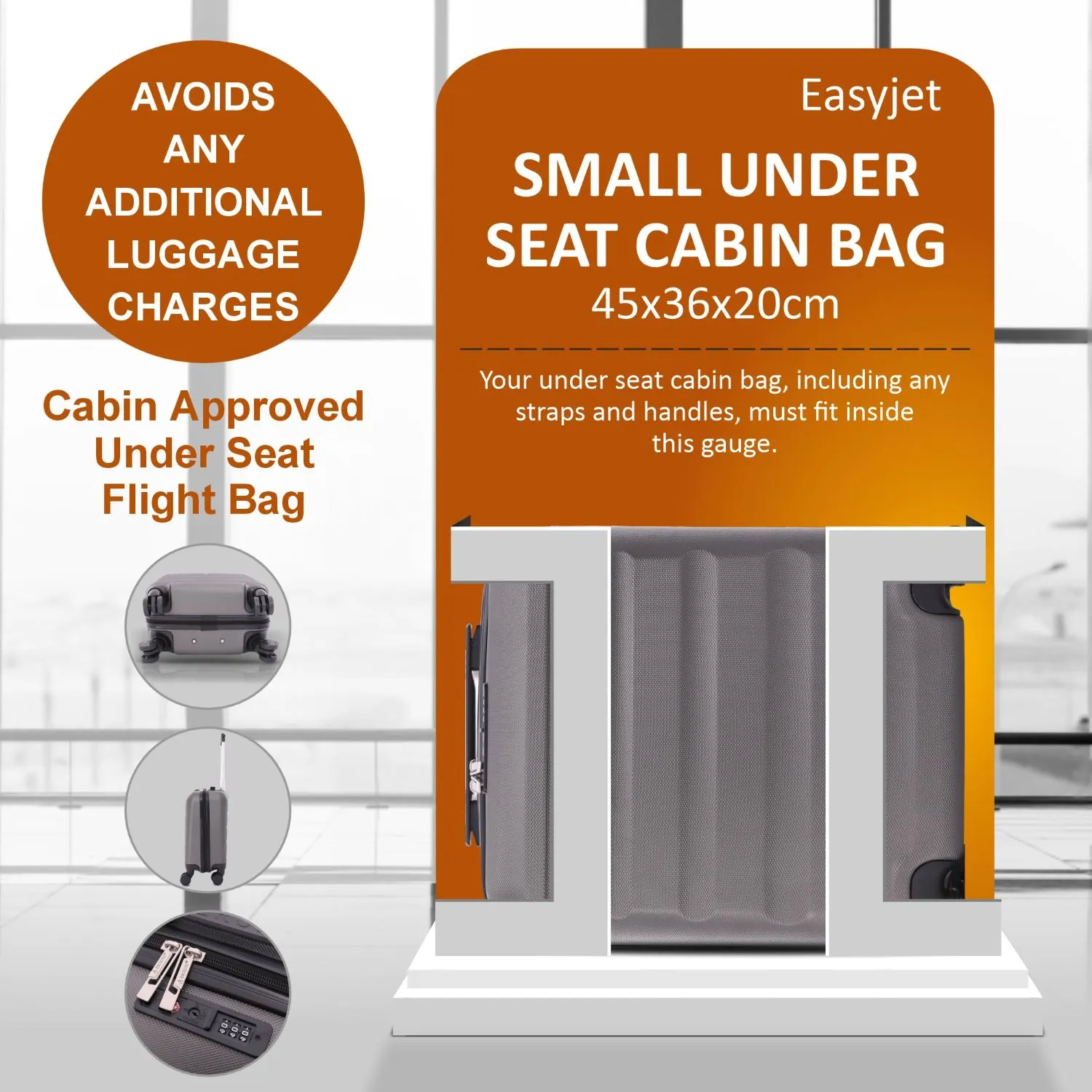 Aerolite Easyjet Bundle, Large Cabin (56x45x25cm) Lightweight Hard Shell Cabin Suitcase & (45x36x20cm) Easyjet Max Suitcase