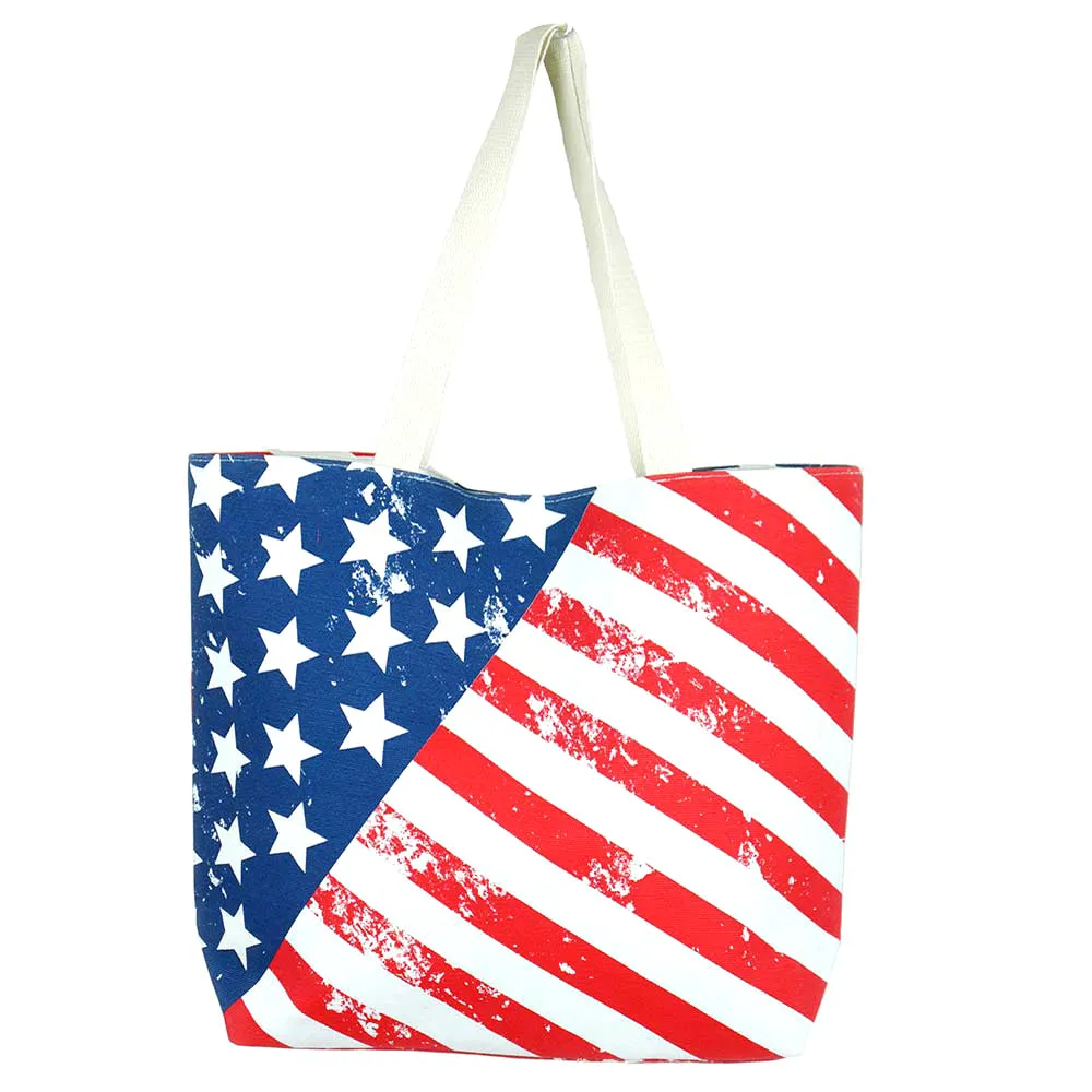 American USA Flag Bag Beach Tote Shopper Handbag