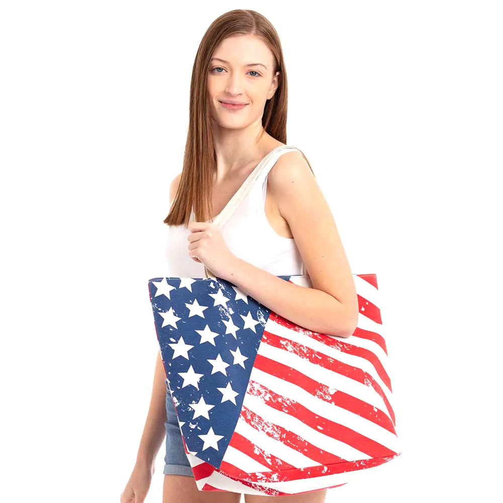 American USA Flag Bag Beach Tote Shopper Handbag