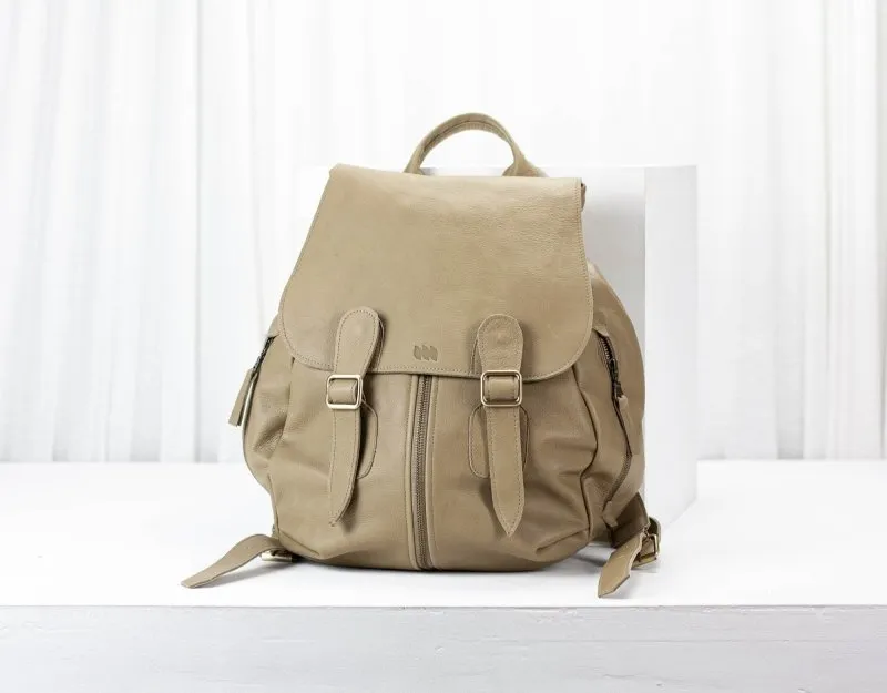 Artemis backpack - Khaki green leather