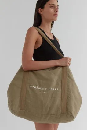 Assembly Label Linen Khaki Tote Bag