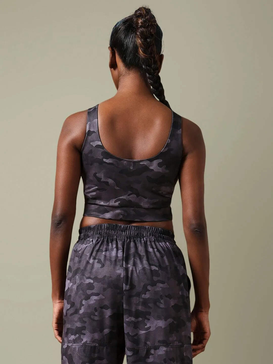 Aura Round Neck Sports Bra Dark Camo