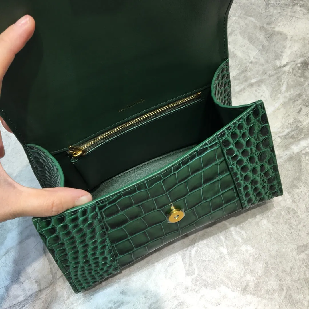 Balen Hourglass Small Handbag In Dark Green, For Women,  Bags 9in/23cm 5935461LRGM3011