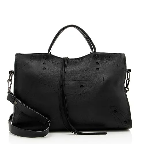 Balenciaga Leather Blackout City Satchel (SHF-17534)