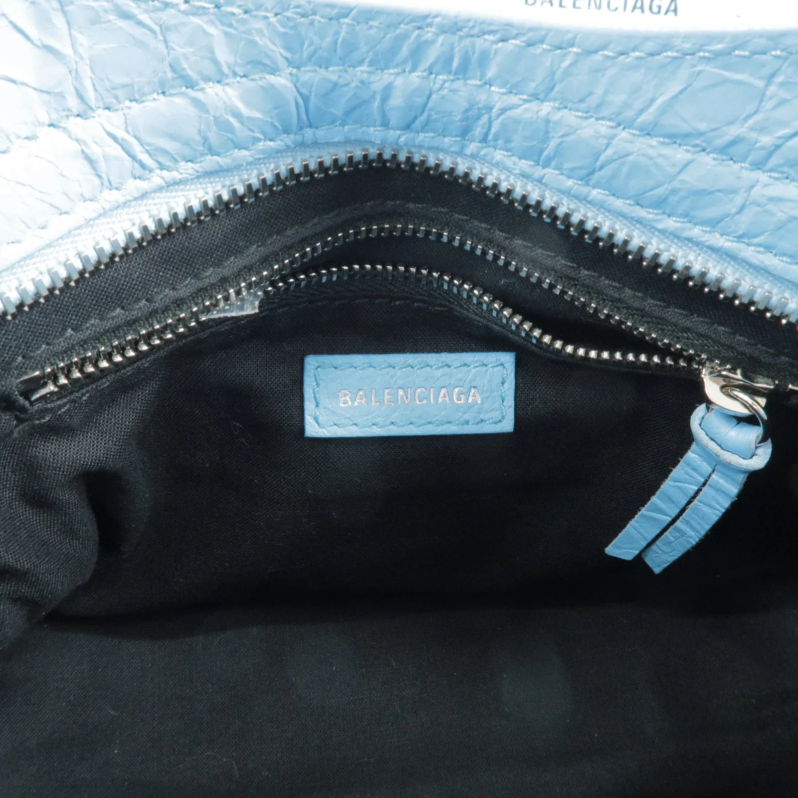 BALENCIAGA Leather Classic Mini City 2Way Bag Blue 300295