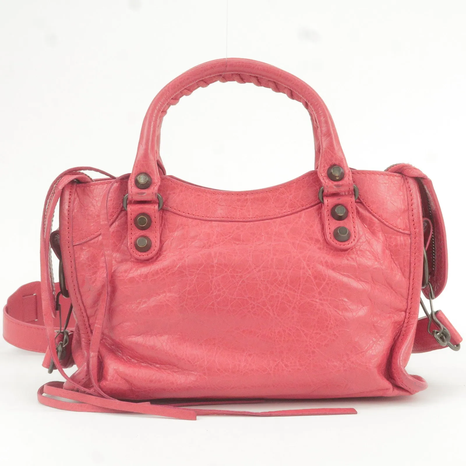 BALENCIAGA Leather Classic Mini City 2Way Bag Hand Bag Red 300295