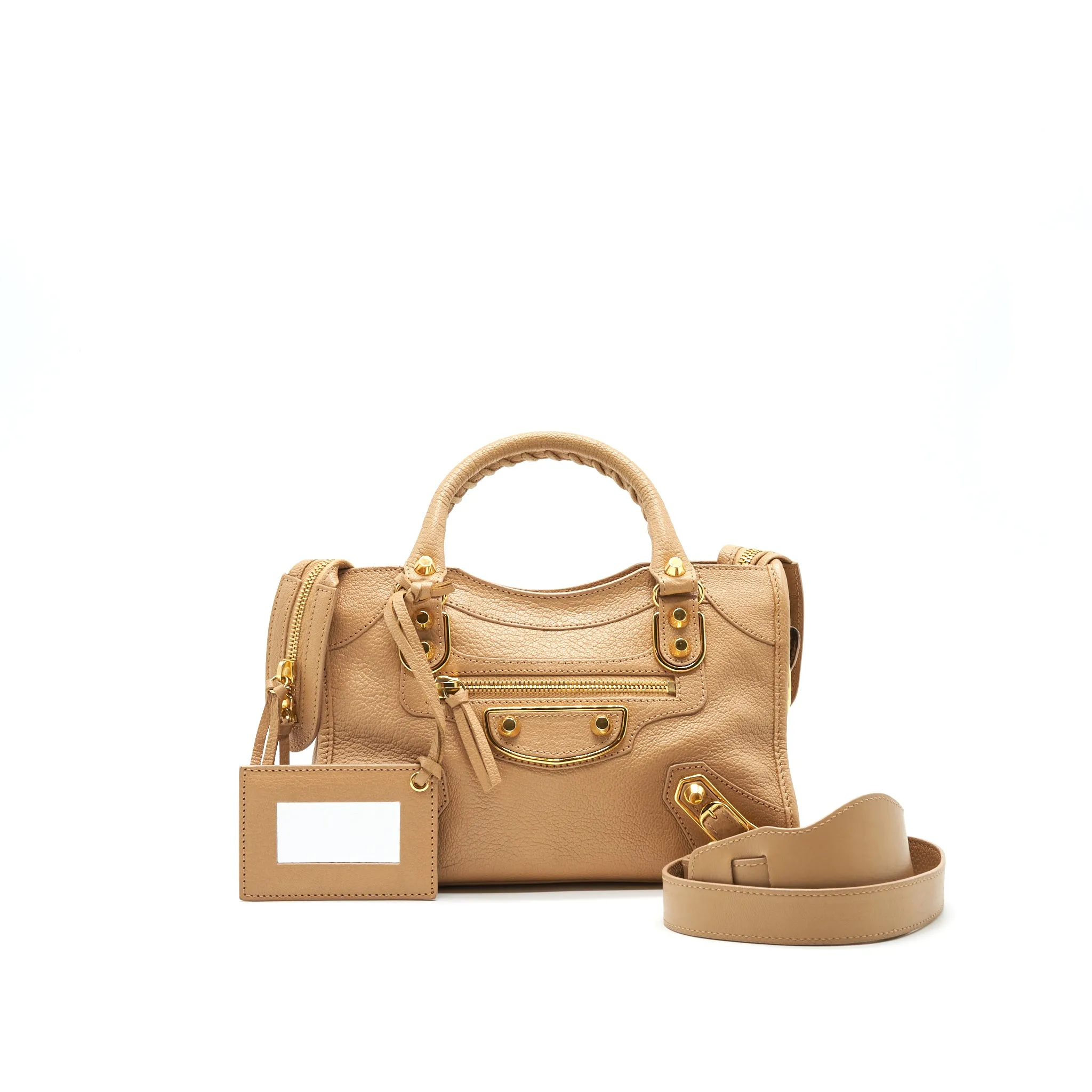 BALENCIAGA MINI CITY BAG BEIGE WITH GHW