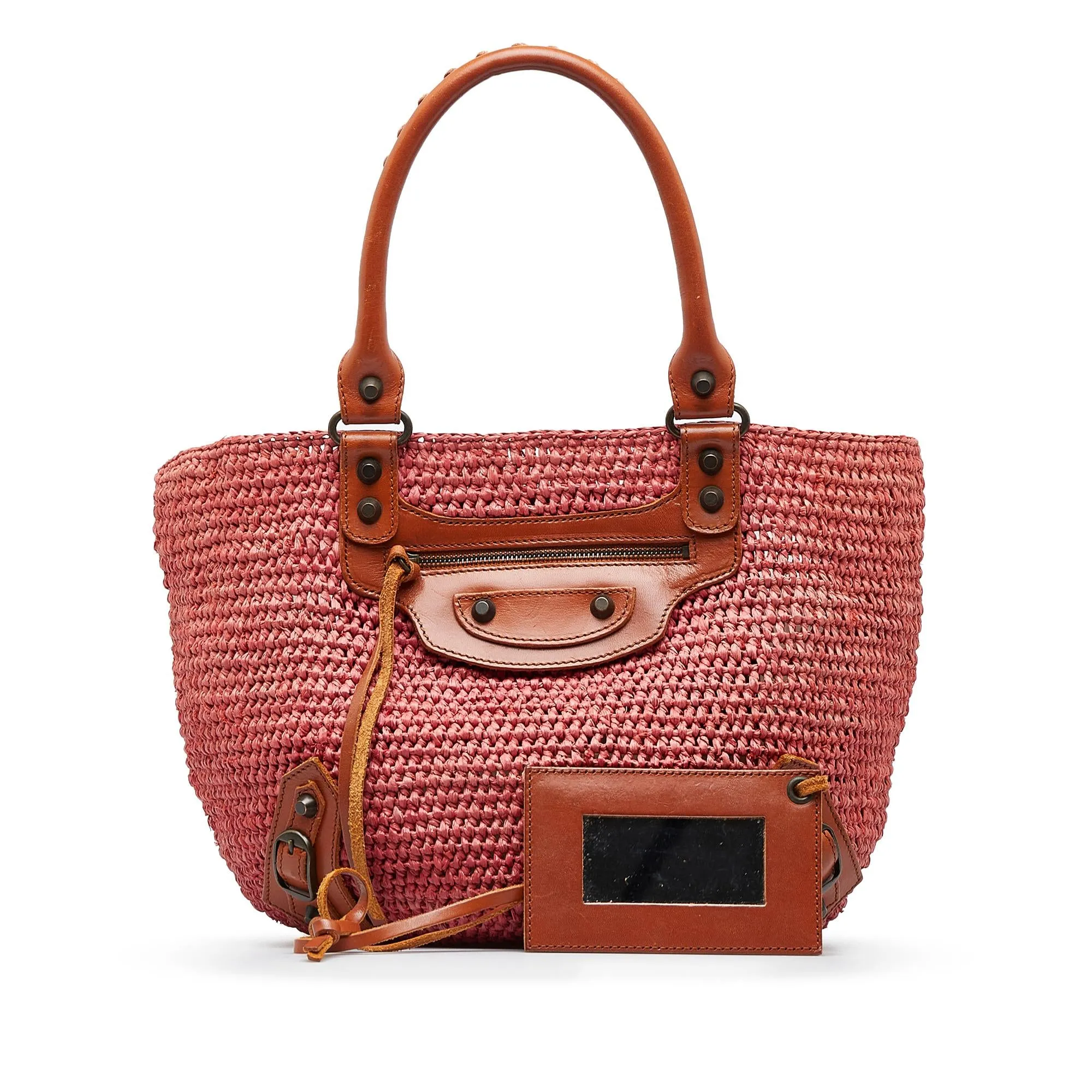 Balenciaga Motocross Classic Raffia Panier Handbag (SHG-DkYaYu)