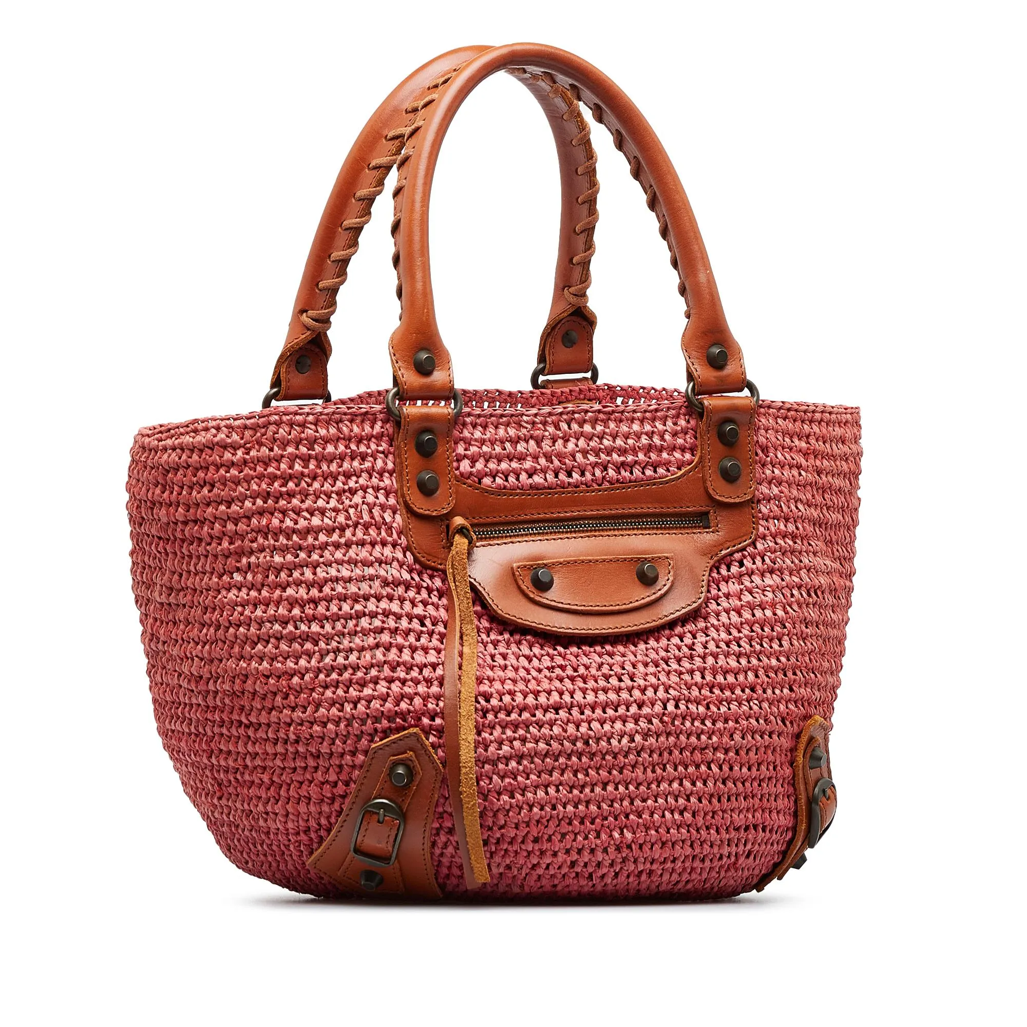 Balenciaga Motocross Classic Raffia Panier Handbag (SHG-DkYaYu)