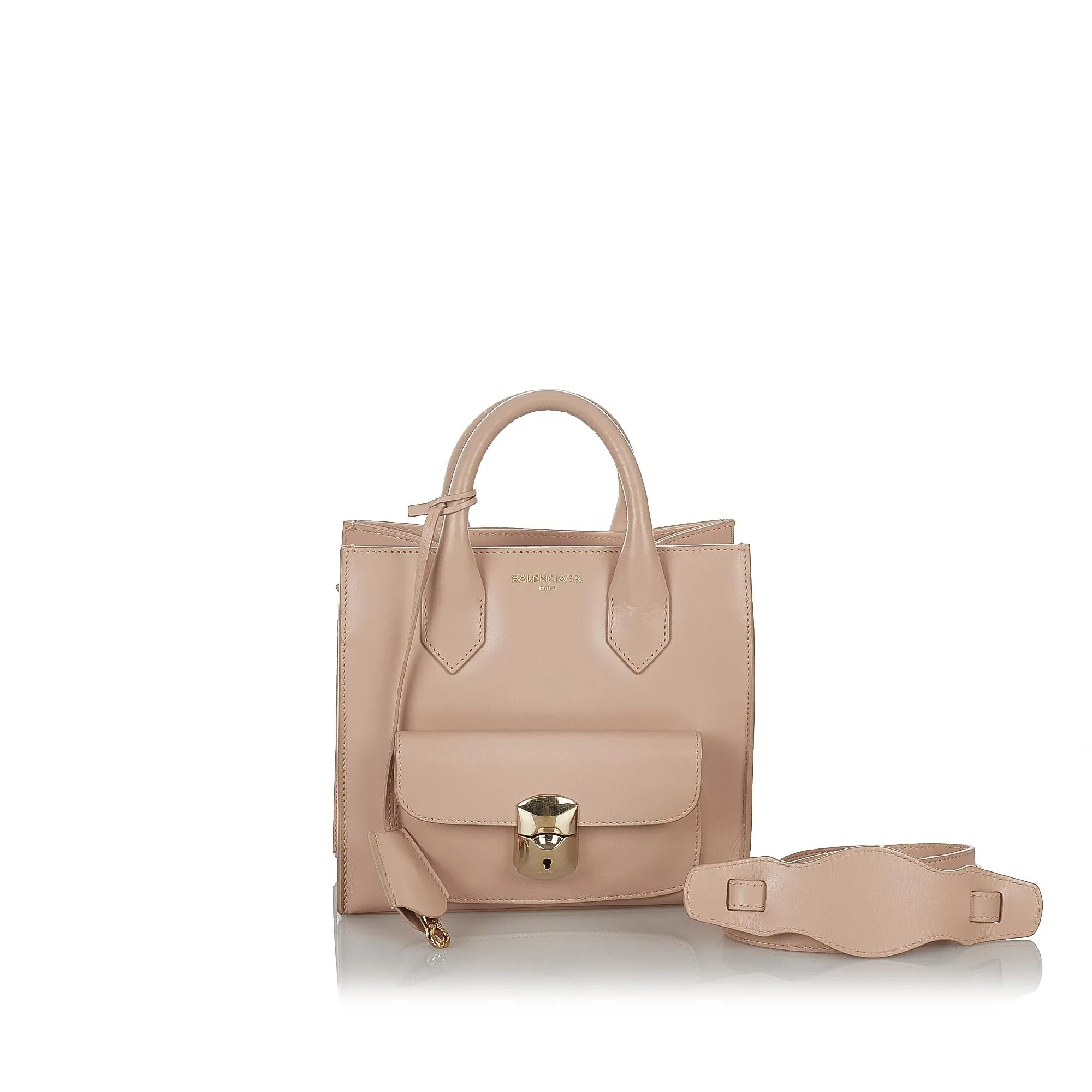 Balenciaga Padlock All Afternoon Leather Satchel (SHG-26768)