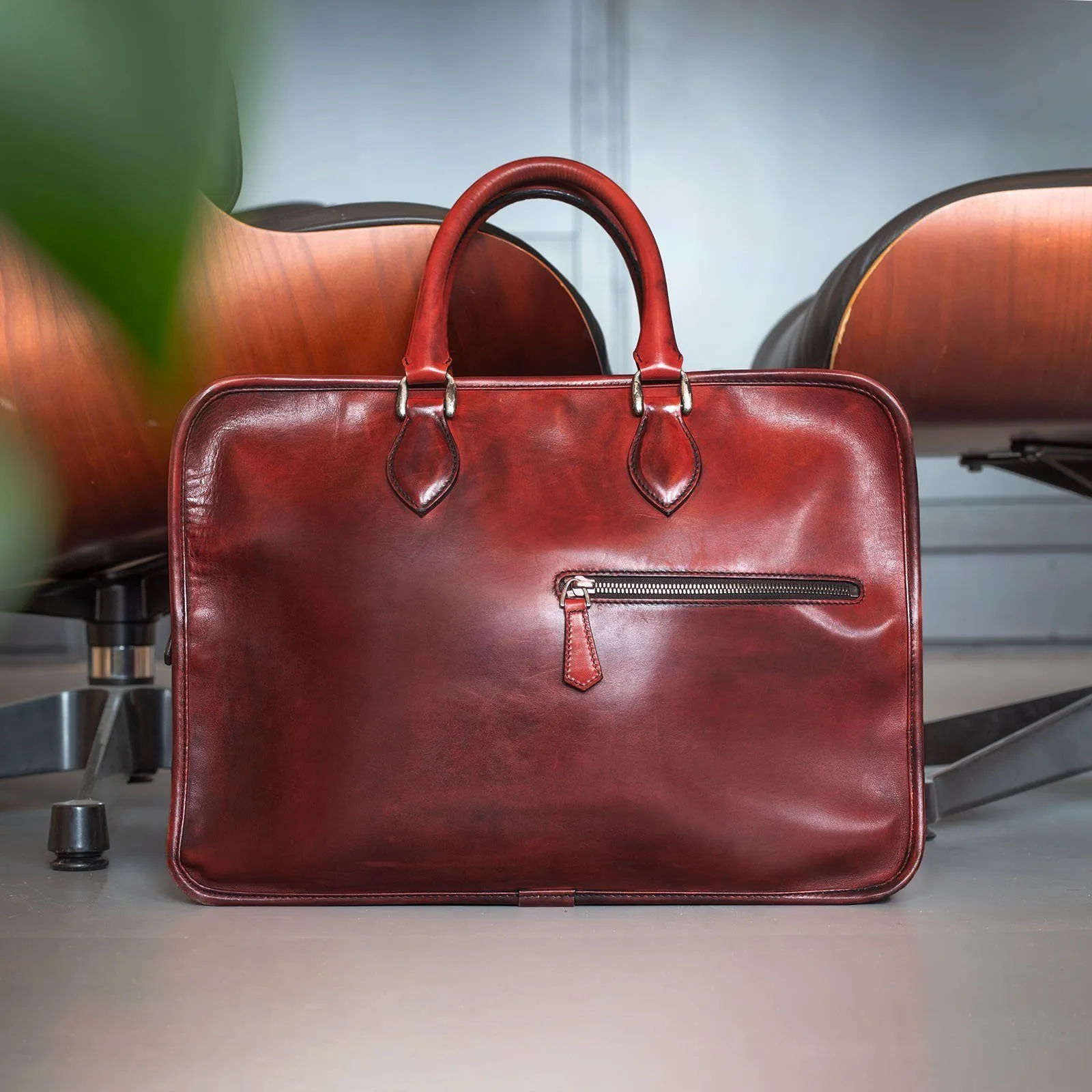 Berluti Deux Jour Large Briefcase Venezia Red