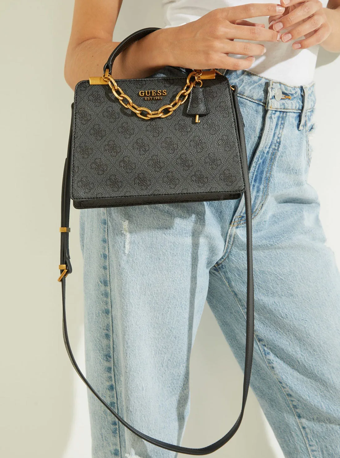 Black Kristle Logo Mini Satchel Bag