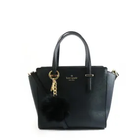 Black Satchel With Pom Pom