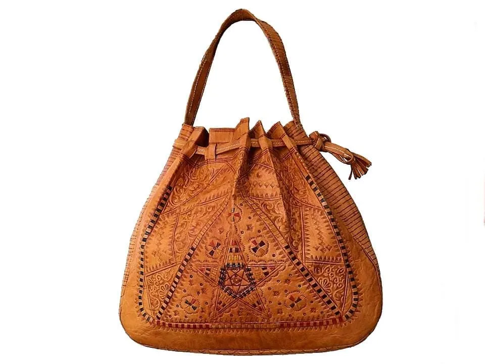 Bohemian Morocco Leather Bag - Star - Brown Caramel