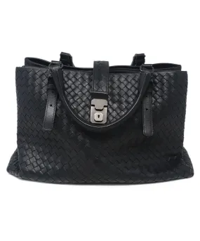 Bottega Veneta Black Woven Leather Satchel