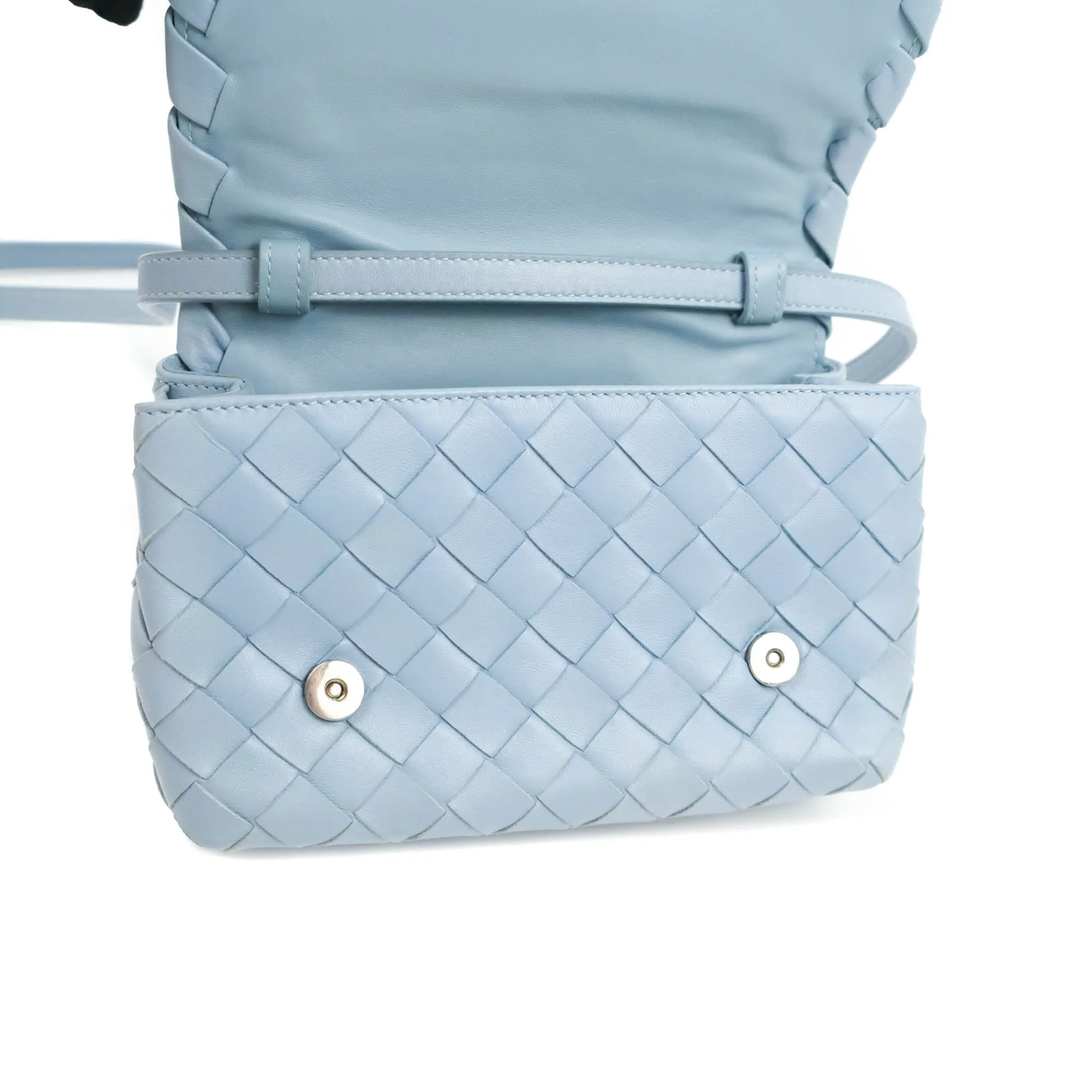 Bottega Veneta Intrecciato Mini Crossbody Bag Light Blue