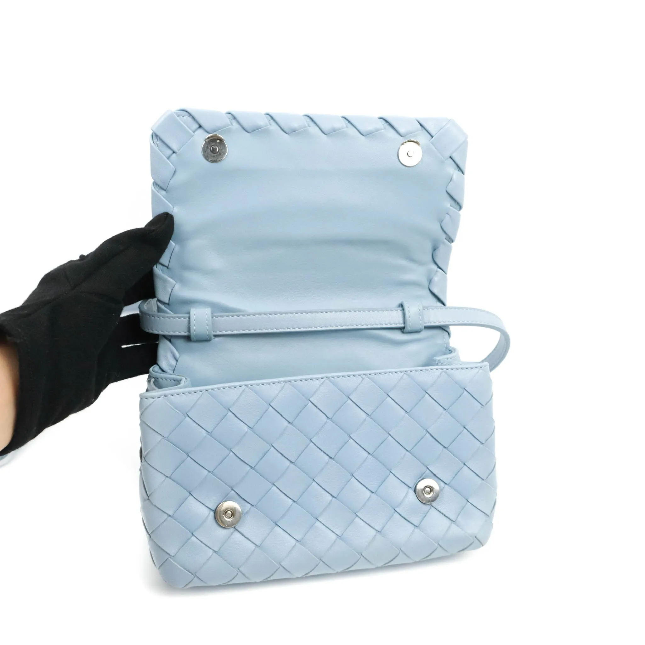 Bottega Veneta Intrecciato Mini Crossbody Bag Light Blue