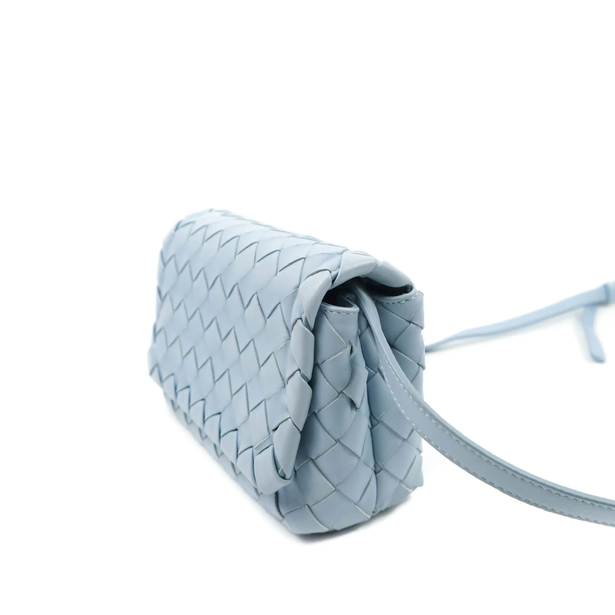 Bottega Veneta Intrecciato Mini Crossbody Bag Light Blue