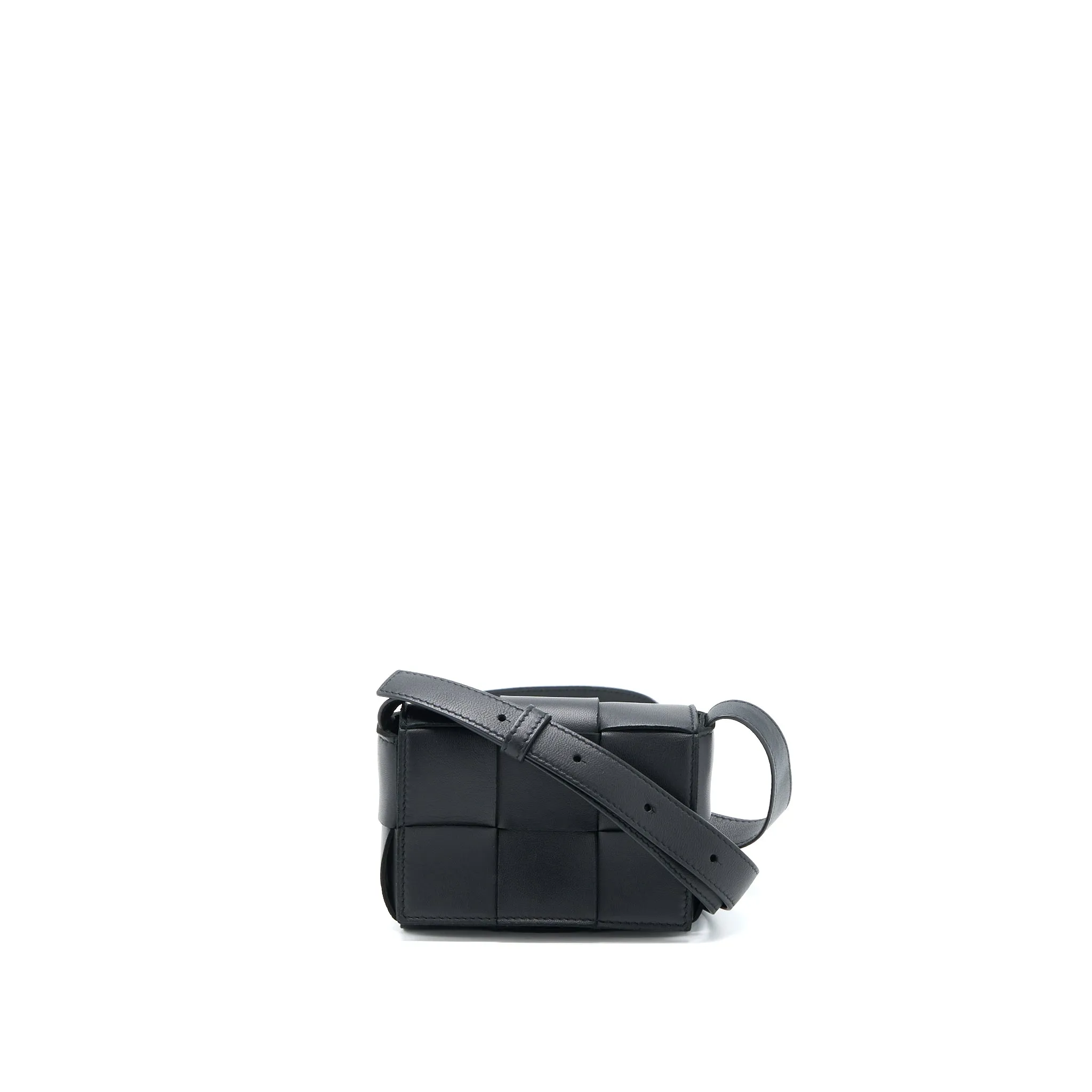 Bottega Veneta Mini Cassette Intrecciato Crossbody Bag Black LGHW