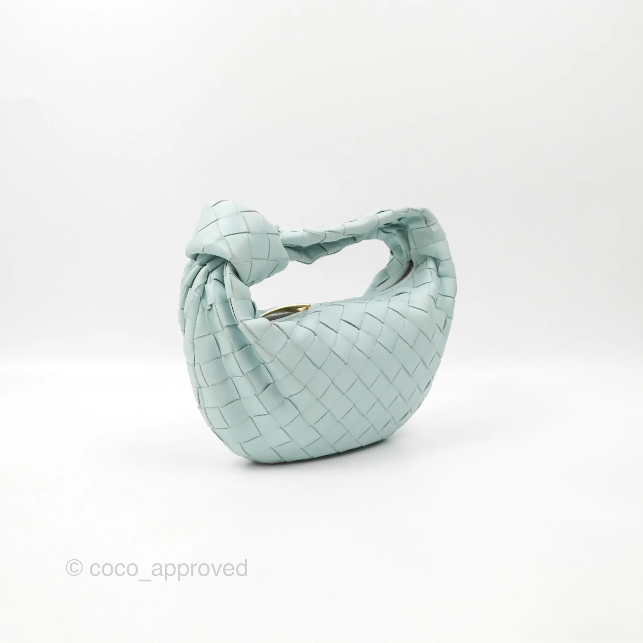 Bottega Veneta Mini Jodie Bag Teal Washed Intrecciato Lambskin