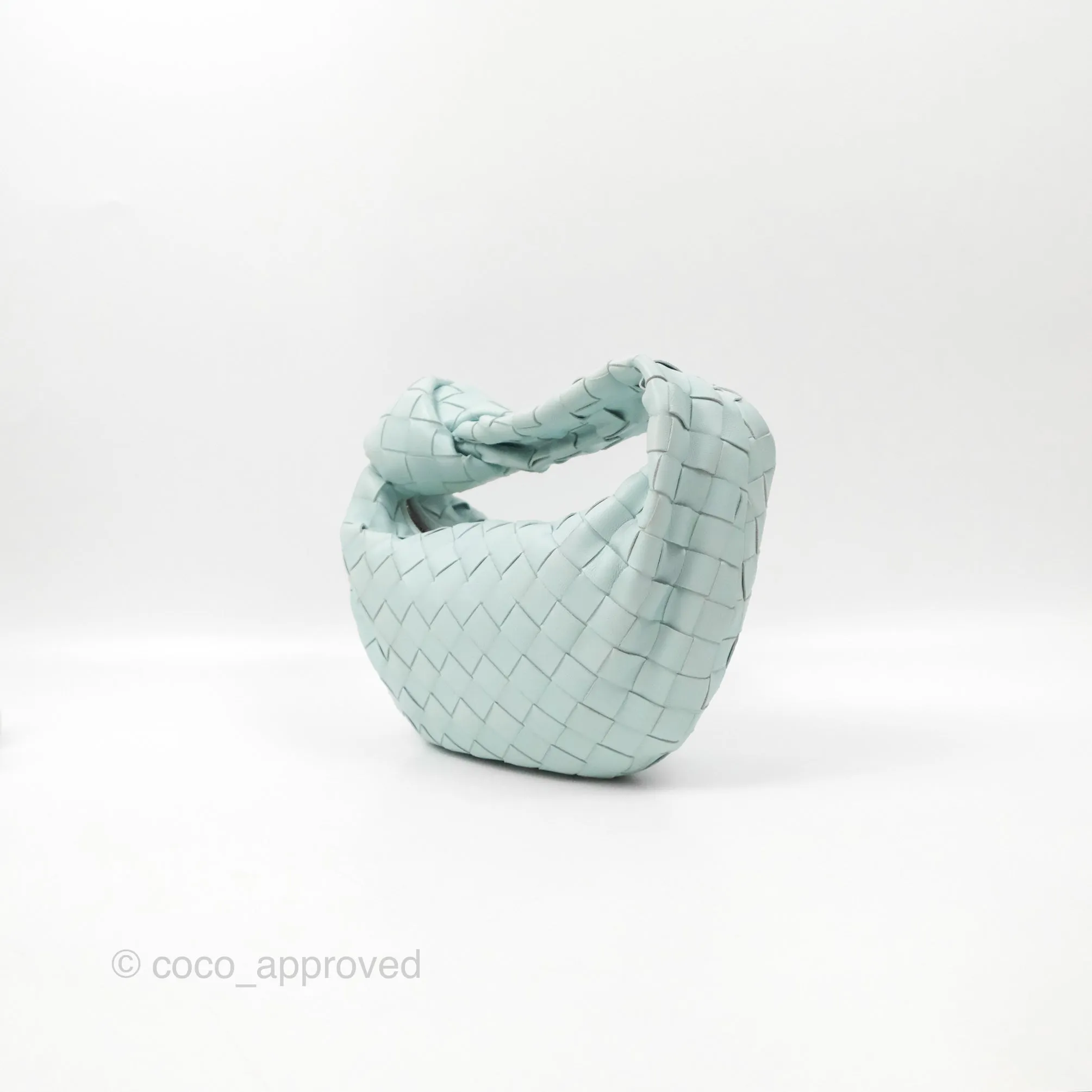 Bottega Veneta Mini Jodie Bag Teal Washed Intrecciato Lambskin