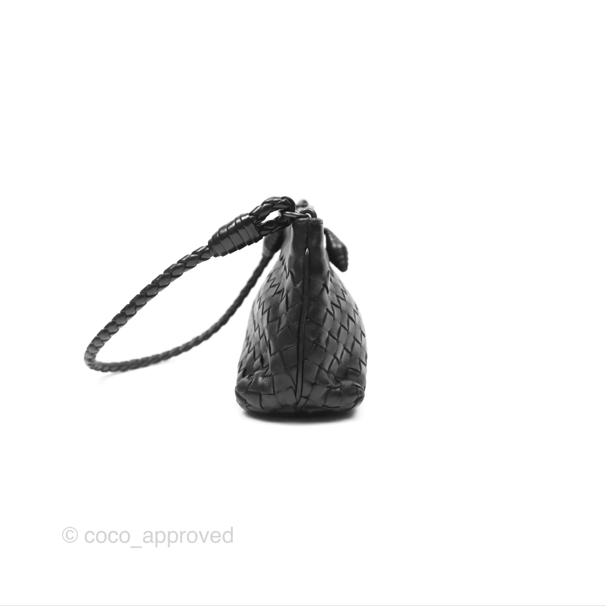 Bottega Veneta Mini Shoulder Bag Black Intrecciato Leather