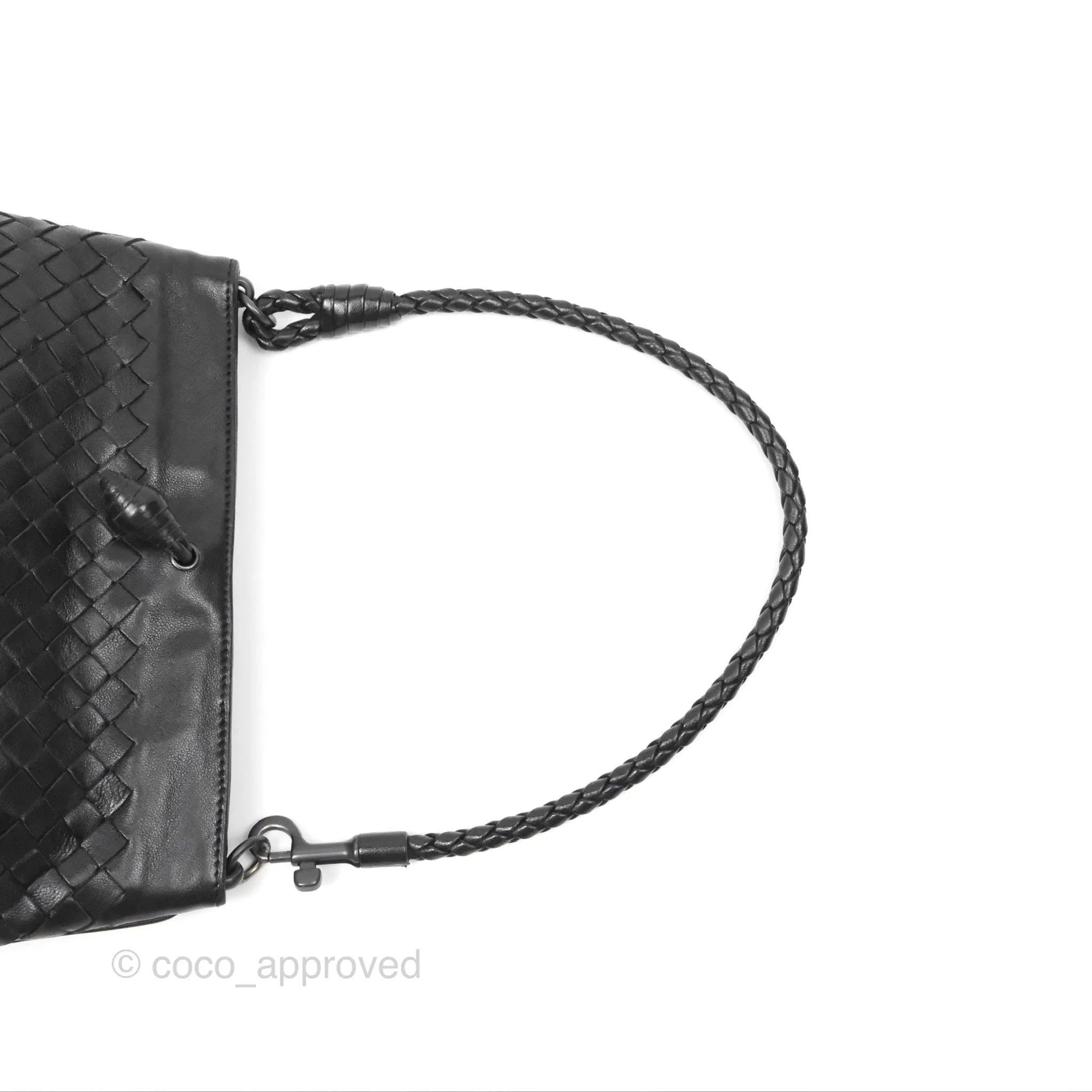 Bottega Veneta Mini Shoulder Bag Black Intrecciato Leather