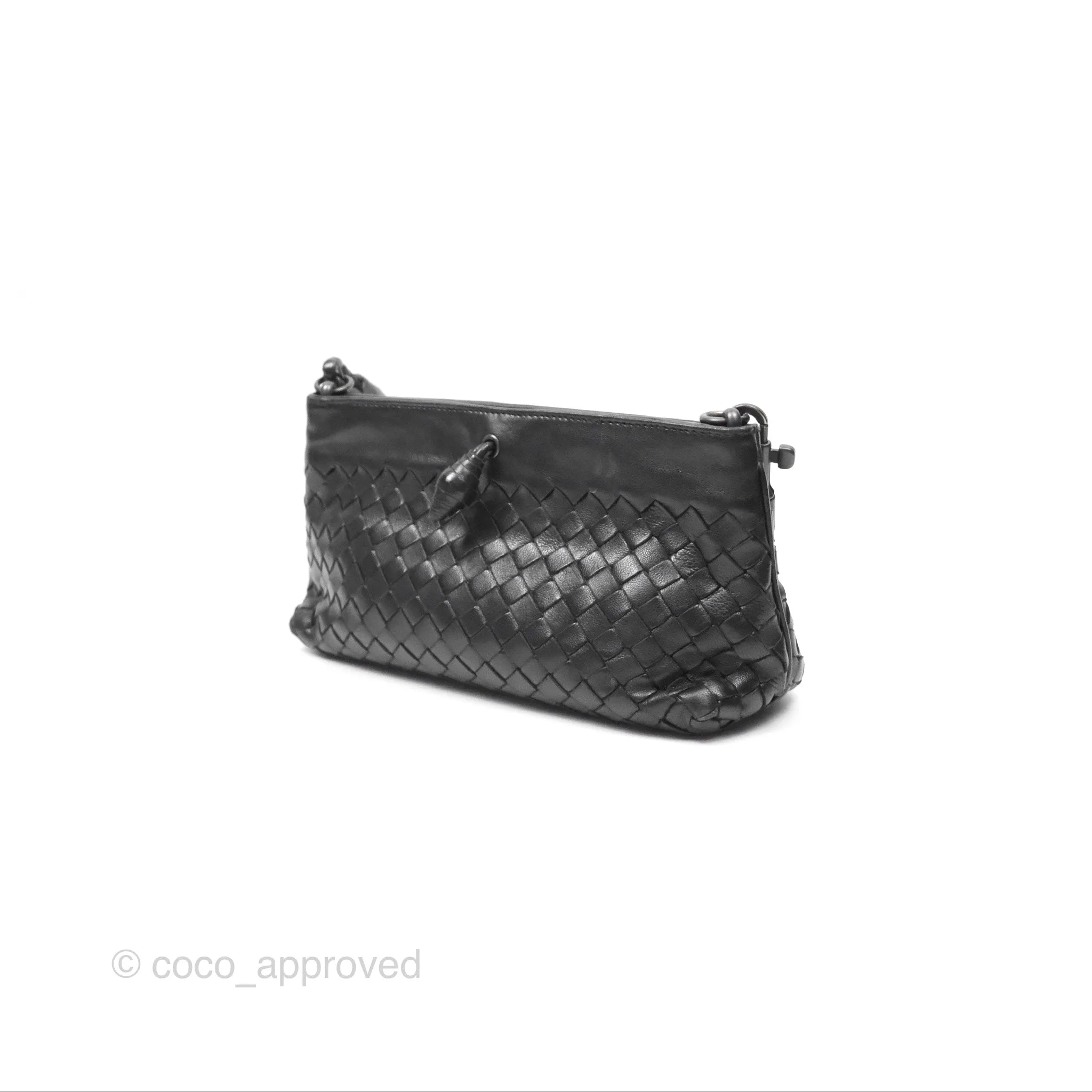 Bottega Veneta Mini Shoulder Bag Black Intrecciato Leather