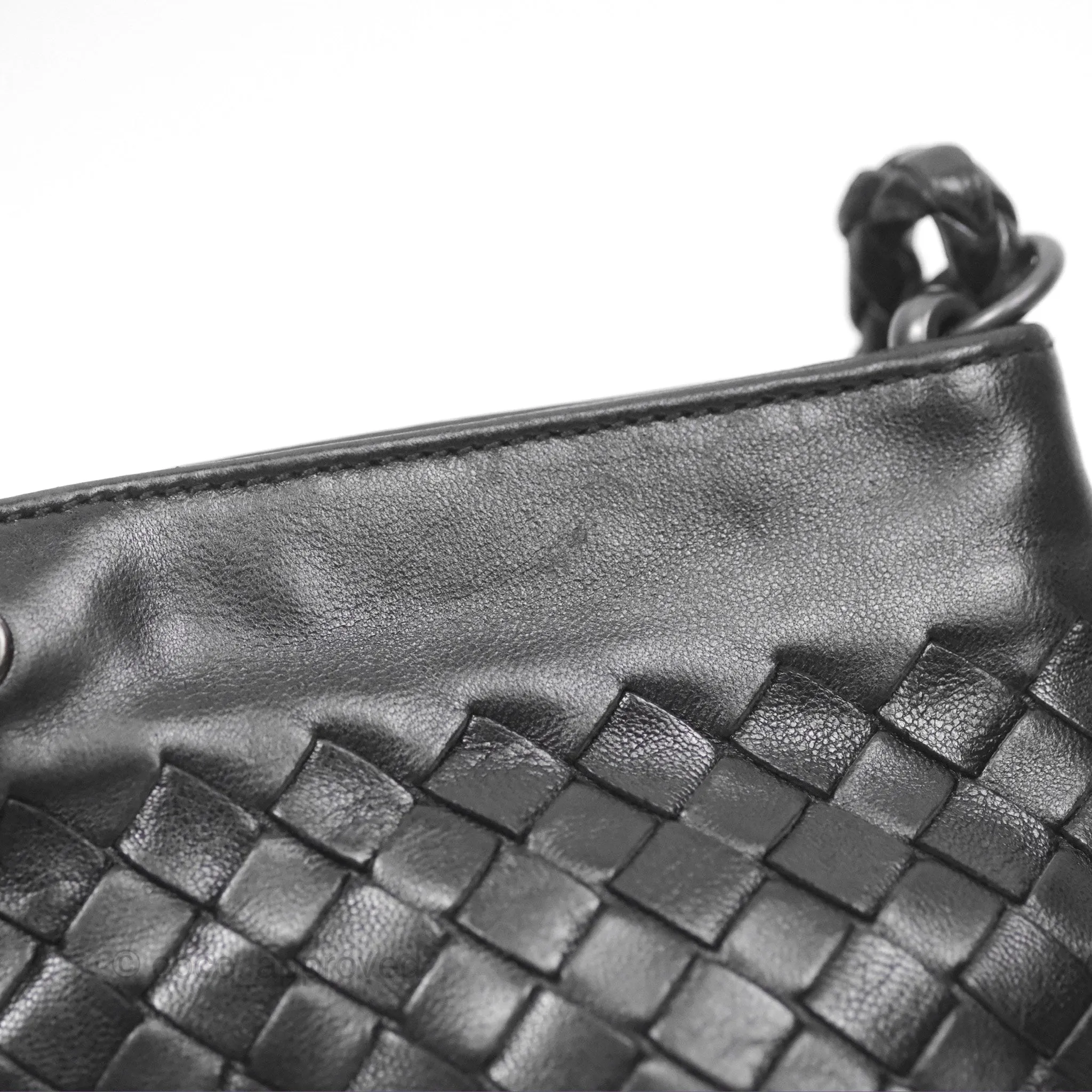 Bottega Veneta Mini Shoulder Bag Black Intrecciato Leather