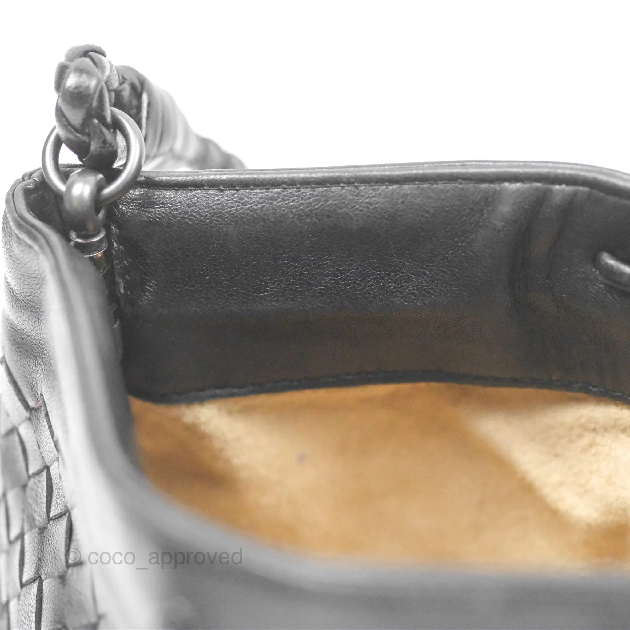 Bottega Veneta Mini Shoulder Bag Black Intrecciato Leather